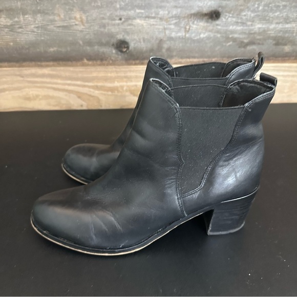 Sam Edelman Justin Black Leather Block Heeled Ankle Pull On Booties Boots 9.5 - Picture 11 of 11